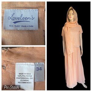 Loveleens Indian 3 pieces suit color peach size 34